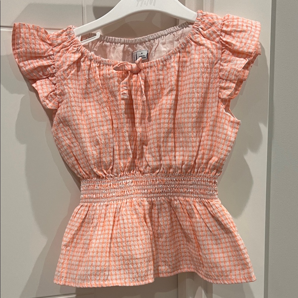 Janie and Jack gingham peplum top, size 6